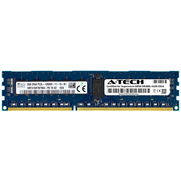 MEM-DR380L-HL09-ER16 Supermicro Certified 8GB DDR3/DDR3L PC3L-12800R RDIMM Memory RAM Module (Hynix HMT41GR7BFR8A-PB)