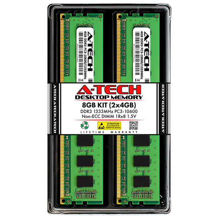 8GB Kit (2 x 4GB) DDR3-1333 (PC3-10600) DIMM SR x8 Desktop Memory RAM