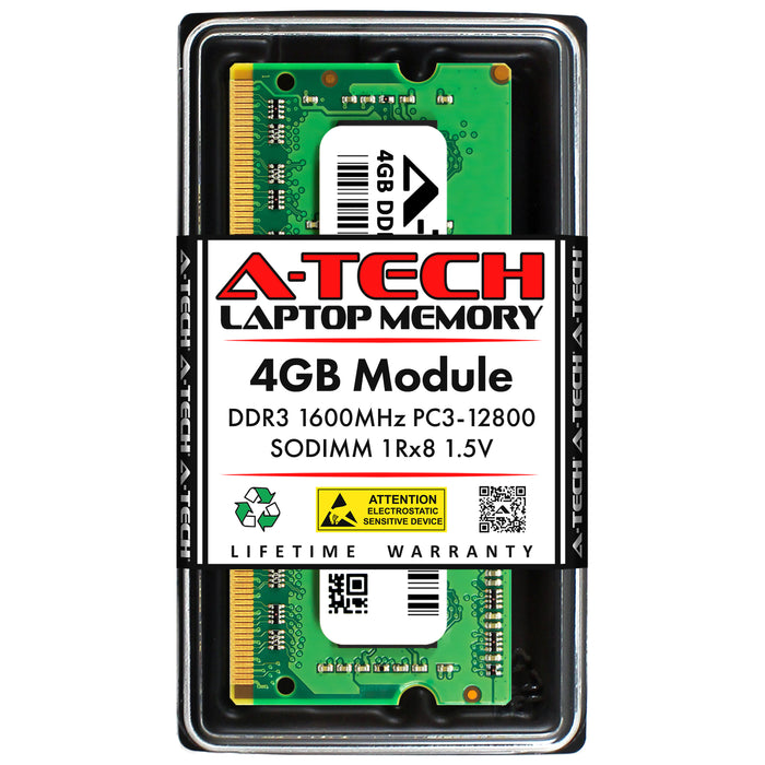 KTA-MB1600S/4G Kingston 4GB DDR3 1600 MHz PC3-12800 1Rx8 1.5V Non-ECC Laptop Memory RAM Replacement Module