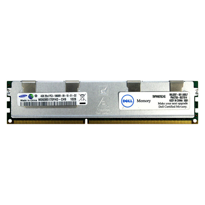 SNPNN876C/4G - Dell RAM 4GB 2Rx4 PC3-10600 RDIMM DDR3 1333MHz ECC Registered Server Memory Module