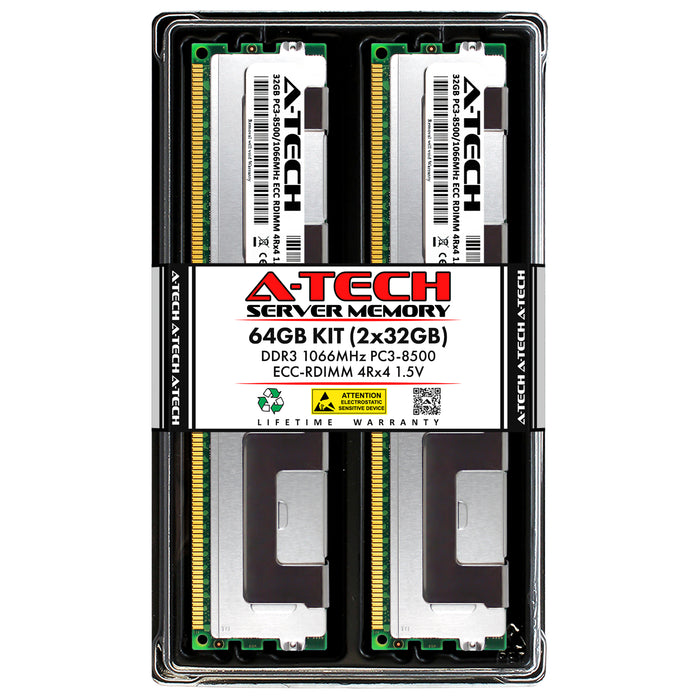 Dell PowerEdge T410 Memory RAM | 64GB Kit (2x32GB) 4Rx4 DDR3 1066MHz (PC3-8500) RDIMM 1.5V
