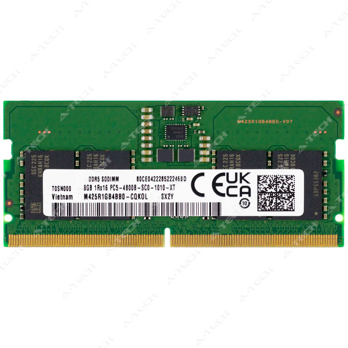 M425R1GB4BB0-CQK - Samsung RAM 8GB 1Rx16 PC5-38400 SODIMM DDR5 4800MHz Non-ECC Unbuffered Laptop Memory Module