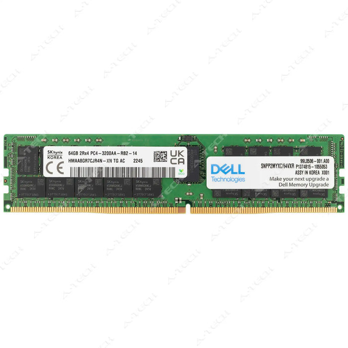 0P2MYX - Dell 64GB DDR4-3200 RDIMM Server RAM Memory