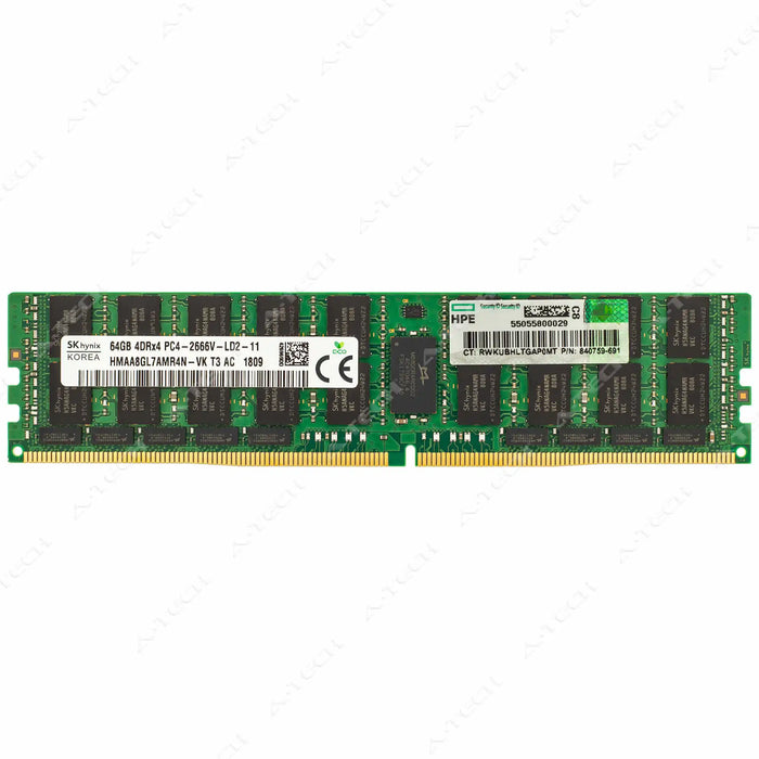 840759-691 - HP 64GB DDR4-2666 LRDIMM PC4-21300 Server RAM Memory