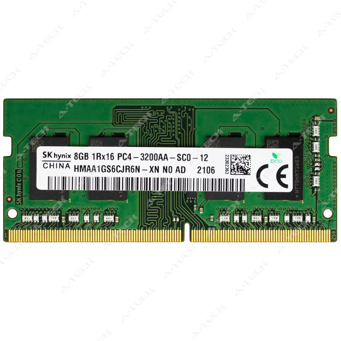 HMAA1GS6CJR6N-XN - Hynix RAM 8GB 1Rx16 PC4-25600 SODIMM DDR4 3200MHz Non-ECC Unbuffered Laptop Memory Module