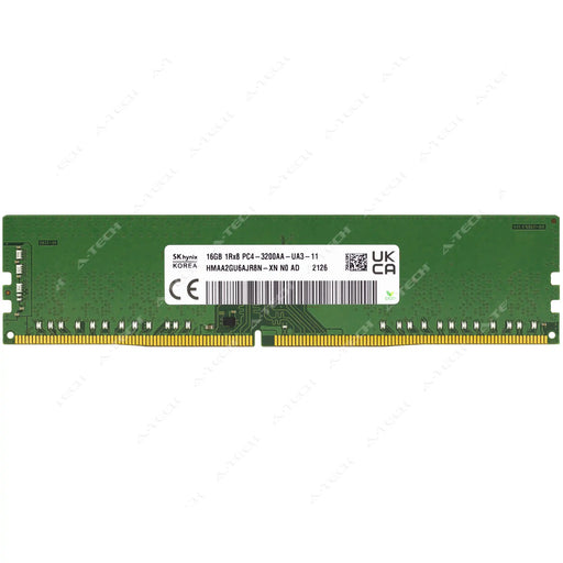 HMAA2GU6AJR8N-XN - Hynix RAM 16GB 1Rx8 PC4-25600 DIMM DDR4 3200MHz Non-ECC Unbuffered Desktop Memory Module