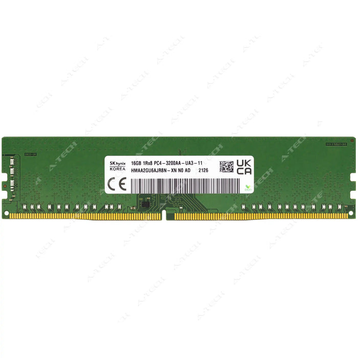 HMAA2GU6AJR8N-XN - Hynix RAM 16GB 1Rx8 PC4-25600 DIMM DDR4 3200MHz Non-ECC Unbuffered Desktop Memory Module