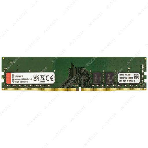 KCP432NS8/16 - Kingston RAM 16GB 1Rx8 PC4-25600 DIMM DDR4 3200MHz Non-ECC Unbuffered Desktop Memory Module