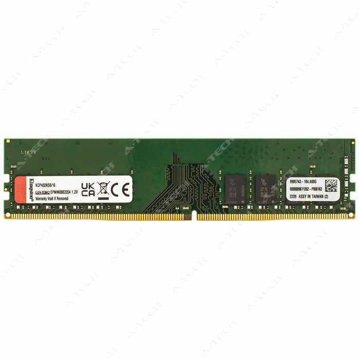 KCP432NS8/16 - Kingston RAM 16GB 1Rx8 PC4-25600 DIMM DDR4 3200MHz Non-ECC Unbuffered Desktop Memory Module
