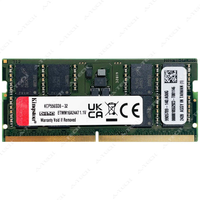KCP556SD8-32 - Kingston RAM 32GB 2Rx8 PC5-44800 SODIMM DDR5 5600MHz Non-ECC Unbuffered Laptop Memory Module