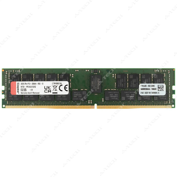 KTD-PE432/32G - Kingston RAM 32GB 2Rx4 PC4-25600 RDIMM DDR4 3200MHz ECC Registered Server Memory Module