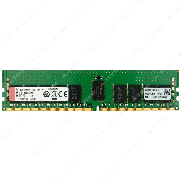 KTH-PL424S/16G - Kingston RAM 16GB 1Rx4 PC4-19200 RDIMM DDR4 2400MHz ECC Registered Server Memory Module