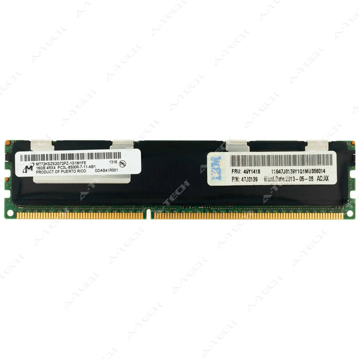MT72KSZS2G72PZ-1G1M1 - Micron RAM 16GB 4Rx4 PC3-8500 RDIMM DDR3 1066MHz ECC Registered Server Memory Module