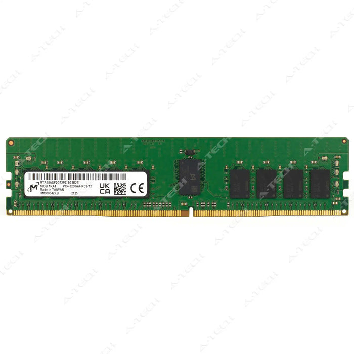 MTA18ASF2G72PZ-3G2E2 - Micron RAM 16GB 1Rx4 PC4-25600 RDIMM DDR4 3200MHz ECC Registered Server Memory Module