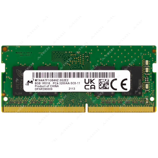 MTA4ATF1G64HZ-3G2E2 - Micron RAM 8GB 1Rx16 PC4-25600 SODIMM DDR4 3200MHz Non-ECC Unbuffered Laptop Memory Module