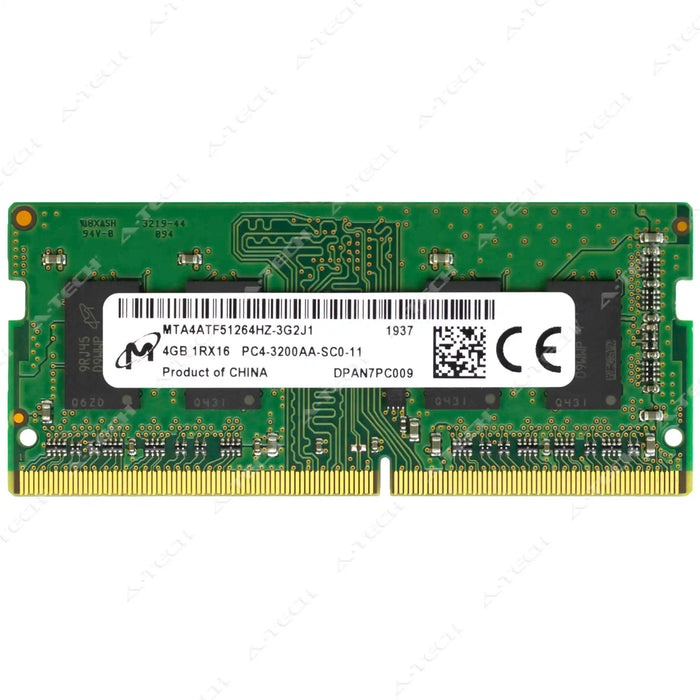 MTA4ATF51264HZ-3G2J1 - Micron RAM 4GB 1Rx16 PC4-25600 SODIMM DDR4 3200MHz Non-ECC Unbuffered Laptop Memory Module