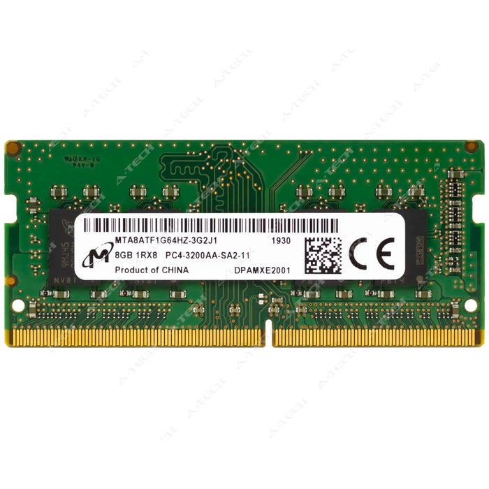 MTA8ATF1G64HZ-3G2J1 - Micron RAM 8GB 1Rx8 PC4-25600 SODIMM DDR4 3200MHz Non-ECC Unbuffered Laptop Memory Module