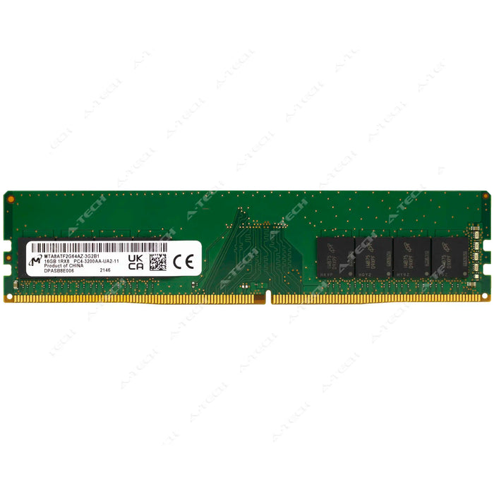 MTA8ATF2G64AZ-3G2B1 - Micron RAM 16GB 1Rx8 PC4-25600 DIMM DDR4 3200MHz Non-ECC Unbuffered Desktop Memory Module