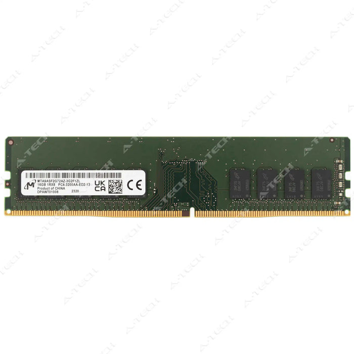 MTA9ASF2G72AZ-3G2F1 - Micron RAM 16GB 1Rx8 PC4-25600 ECC UDIMM DDR4 3200MHz ECC Unbuffered Server Memory Module