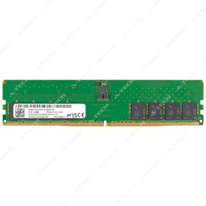 MTC16C2085S1UC48BA1 - Micron RAM 32GB 2Rx8 PC5-38400 DIMM DDR5 4800MHz Non-ECC Unbuffered Desktop Memory Module