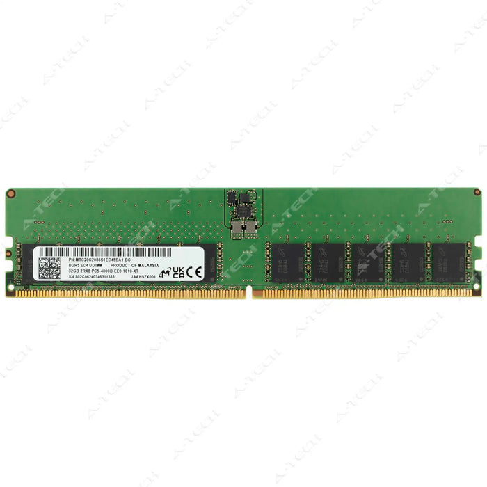 MTC20C2085S1EC48BA1 - Micron RAM 32GB 2Rx8 PC5-38400 ECC UDIMM DDR5 4800MHz ECC Unbuffered Server Memory Module