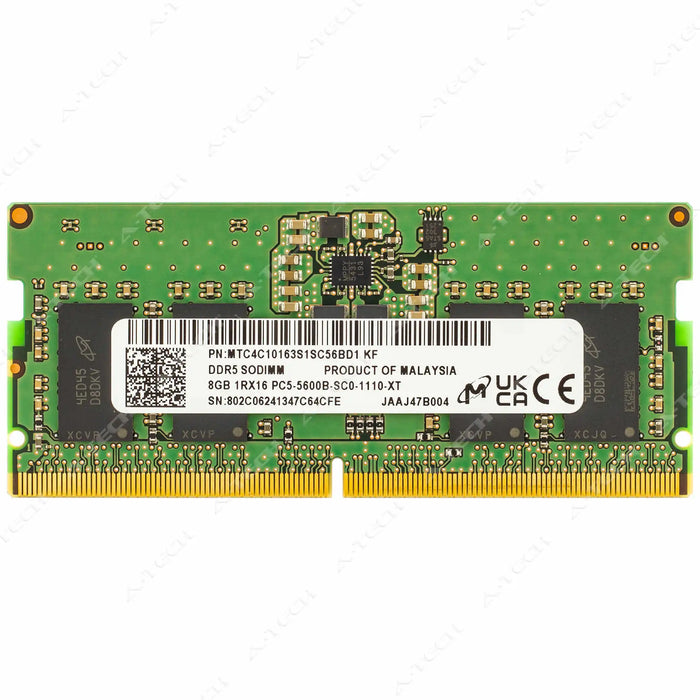 MTC4C10163S1SC56BD1 - Micron RAM 8GB 1Rx16 PC5-44800 SODIMM DDR5 5600MHz Non-ECC Unbuffered Laptop Memory Module