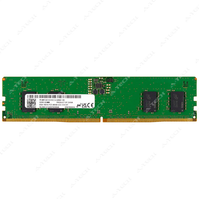 MTC4C10163S1UC48BA1 - Micron RAM 8GB 1Rx16 PC5-38400 DIMM DDR5 4800MHz Non-ECC Unbuffered Desktop Memory Module