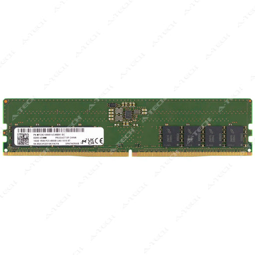 MTC8C1084S1UC48BA1 - Micron RAM 16GB 1Rx8 PC5-38400 DIMM DDR5 4800MHz Non-ECC Unbuffered Desktop Memory Module