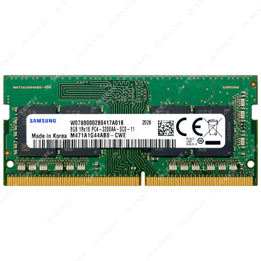 M471A1G44AB0-CWE - Samsung RAM 8GB 1Rx16 PC4-25600 SODIMM DDR4 3200MHz Non-ECC Unbuffered Laptop Memory Module