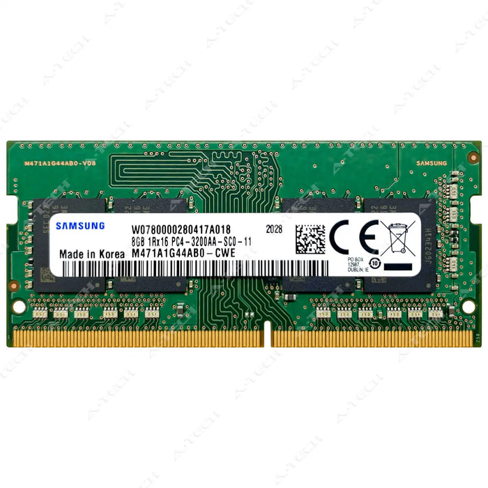M471A1G44AB0-CWE - Samsung RAM 8GB 1Rx16 PC4-25600 SODIMM DDR4 3200MHz Non-ECC Unbuffered Laptop Memory Module