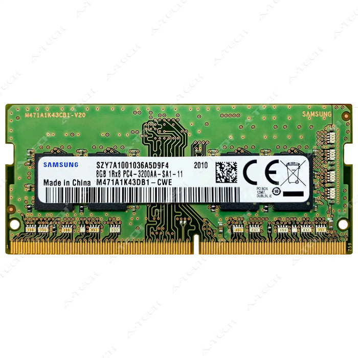 M471A1K43DB1-CWE - Samsung RAM 8GB 1Rx8 PC4-25600 SODIMM DDR4 3200MHz Non-ECC Unbuffered Laptop Memory Module
