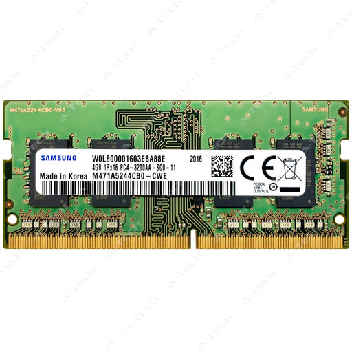 M471A5244CB0-CWE - Samsung RAM 4GB 1Rx16 PC4-25600 SODIMM DDR4 3200MHz Non-ECC Unbuffered Laptop Memory Module