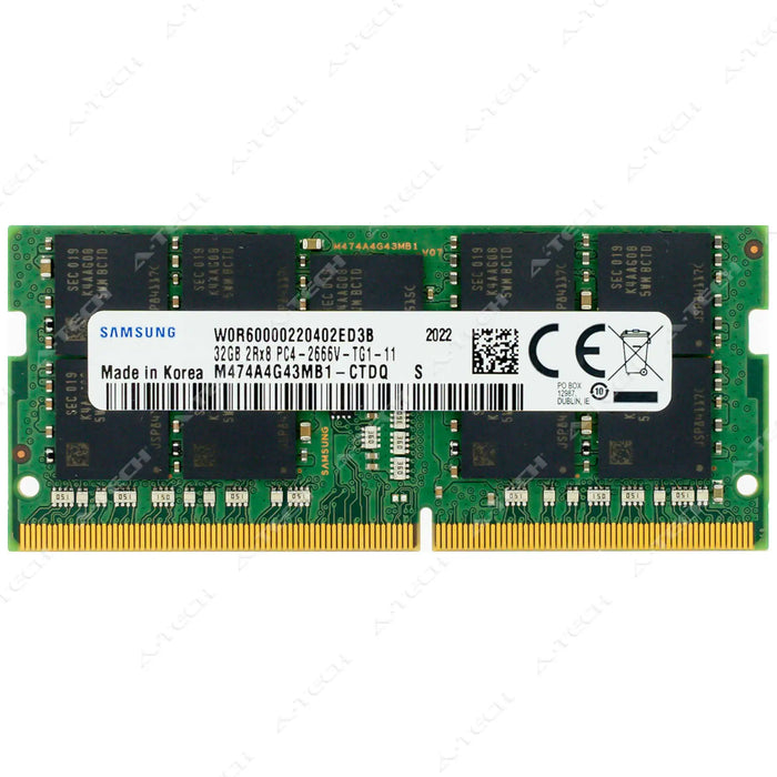 M474A4G43MB1-CTD - Samsung RAM 32GB 2Rx8 PC4-21300 ECC SODIMM DDR4 2666MHz ECC Unbuffered Memory Module