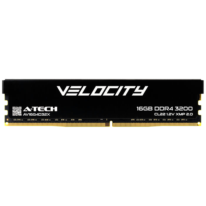 A-Tech Velocity RAM 16GB Single (1x16GB) DDR4-3200 (PC4-25600) CL22 XMP 2.0 1.2V 288-Pin Non-ECC DIMM Desktop PC Gaming Memory (AV16G4D32X)