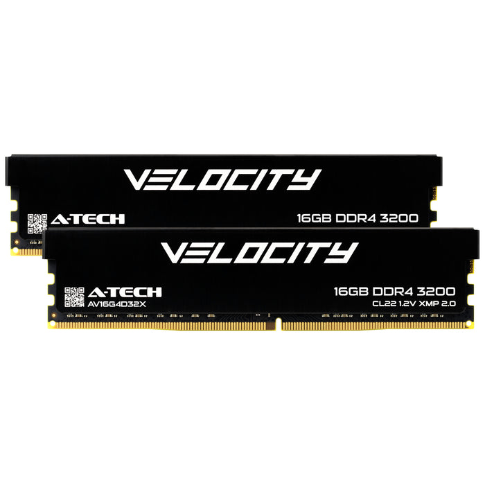 A-Tech Velocity RAM 32GB Kit (2x16GB) DDR4-3200 (PC4-25600) CL22 XMP 2.0 1.2V 288-Pin Non-ECC DIMM Desktop PC Gaming Memory (AV2K16G4D32X)