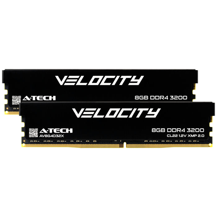 A-Tech Velocity RAM 16GB Kit (2x8GB) DDR4-3200 (PC4-25600) CL22 XMP 2.0 1.2V 288-Pin Non-ECC DIMM Desktop PC Gaming Memory (AV2K8G4D32X)