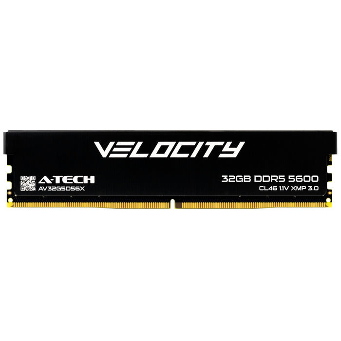 A-Tech Velocity RAM 32GB Single (1x32GB) DDR5-5600 (PC5-44800) CL46 XMP 3.0 1.1V 288-Pin Non-ECC DIMM Desktop PC Gaming Memory (AV32G5D56X)