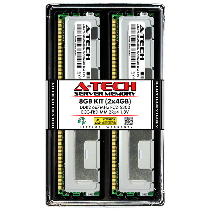8GB Kit (2 x 4GB) 2Rx4 DDR2-667 PC2-5300F FBDIMM ECC Fully Buffered 1.8V 240-Pin Server Memory RAM