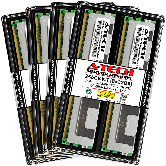 256GB Kit (8 x 32GB) 4Rx4 DDR3-1333 PC3-10600L LRDIMM ECC Load Reduced 1.35V 240-Pin Server Memory RAM