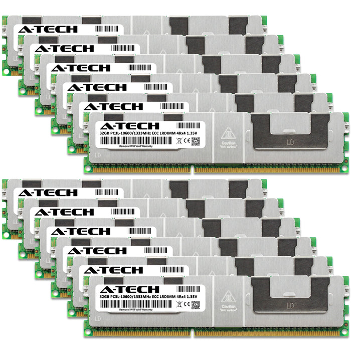 384GB Kit (12 x 32GB) 4Rx4 DDR3-1333 PC3-10600L LRDIMM ECC Load Reduced 1.35V 240-Pin Server Memory RAM