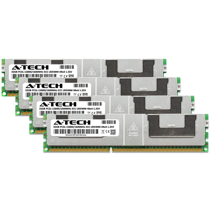 128GB Kit (4 x 32GB) 4Rx4 DDR3-1600 PC3-12800L LRDIMM ECC Load Reduced 1.35V 240-Pin Server Memory RAM