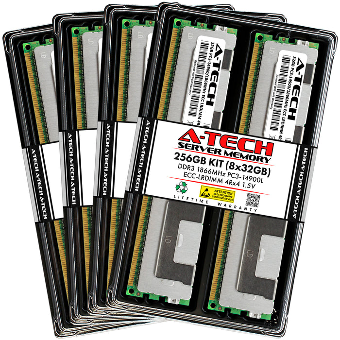 256GB Kit (8 x 32GB) 4Rx4 DDR3-1866 PC3-14900L LRDIMM ECC Load Reduced 1.5V 240-Pin Server Memory RAM