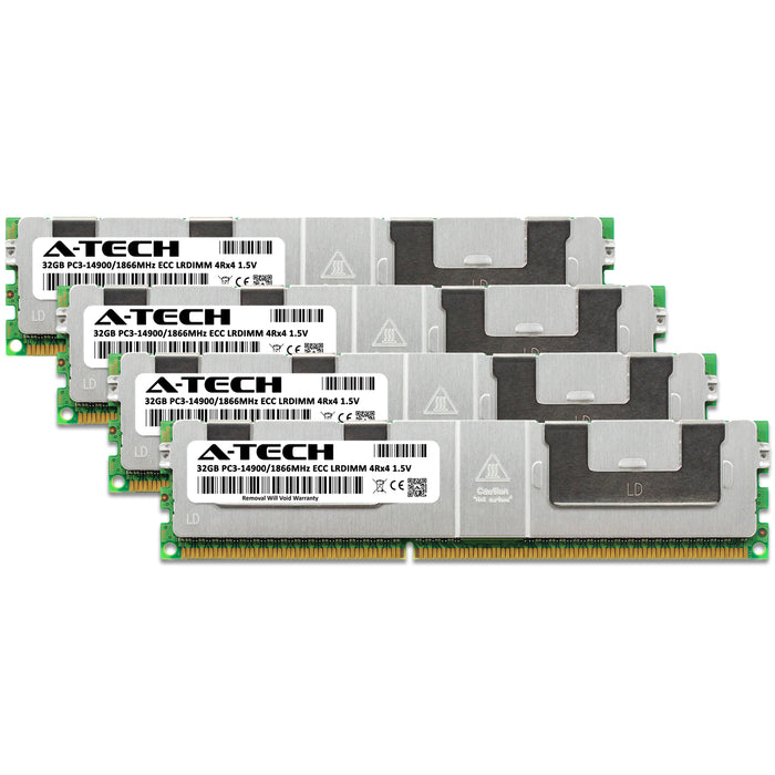 128GB Kit (4 x 32GB) 4Rx4 DDR3-1866 PC3-14900L LRDIMM ECC Load Reduced 1.5V 240-Pin Server Memory RAM