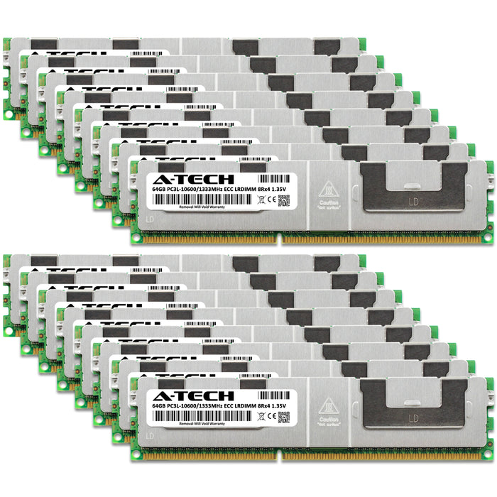 1TB Kit (16 x 64GB) 8Rx4 DDR3-1333 PC3-10600L LRDIMM ECC Load Reduced 1.35V 240-Pin Server Memory RAM