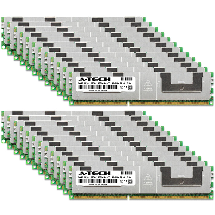 1536GB Kit (24 x 64GB) 8Rx4 DDR3-1333 PC3-10600L LRDIMM ECC Load Reduced 1.35V 240-Pin Server Memory RAM