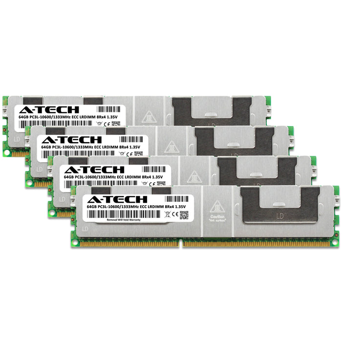 256GB Kit (4 x 64GB) 8Rx4 DDR3-1333 PC3-10600L LRDIMM ECC Load Reduced 1.35V 240-Pin Server Memory RAM