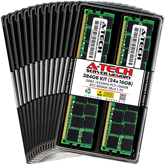 Dell PowerEdge R720 Memory RAM | 384GB Kit (24x16GB) 2Rx4 PC3-10600 RDIMM 1.5V