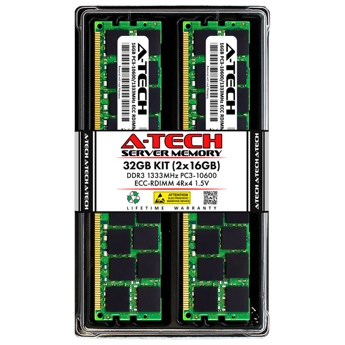 32GB Kit (2 x 16GB) 4Rx4 DDR3-1333 PC3-10600R RDIMM ECC Registered 1.5V 240-Pin Server Memory RAM