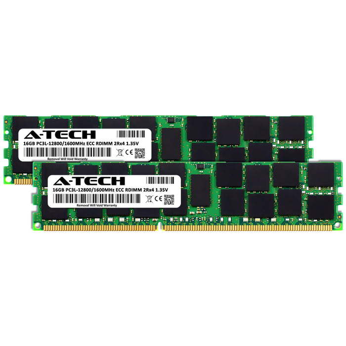 32GB Kit (2 x 16GB) 2Rx4 DDR3-1600 PC3-12800R RDIMM ECC Registered 1.35V 240-Pin Server Memory RAM