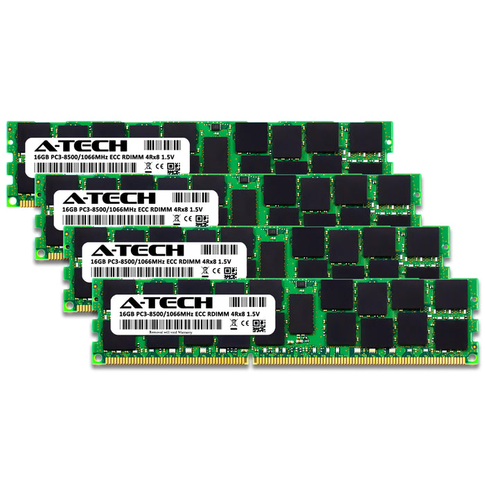 A-Tech 64GB (4x 16GB) 4Rx8 PC3-8500 DDR3 1066 MHz ECC RDIMM Registered DIMM Quad Rank Server RAM Memory Upgrade Kit